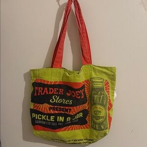 Trader Joe's Reusable Canvas Shopping Bag Pickles Print Grocery Eco Bag ⚡LIMITED